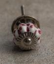BPCK-002 White and Maroon Flower Shaped Cabinet Knob-Silver
