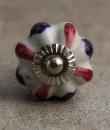BPCK-006 White Ceramic Cabinet Knob with Red Flowers-Silver