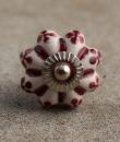 BPCK-009 (Large) Maroon Floral Design Ceramic Knob -Silver