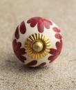 BPCK-024-A Red Flowers Cabinet Knob -Brass
