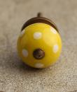 BPCK-028 Yellowish Colored Ceramic Knob with Polka Dots-Antique Brass