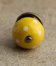 BPCK-028 Yellowish Colored Ceramic Knob with Polka Dots-Antique Silver