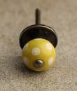 BPCK-028-B Yellowish-Cream Colored Ceramic Knob-Antique Silver
