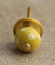 BPCK-028-B Yellowish-Cream Colored Ceramic Knob-Brass