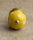 BPCK-028 Yellowish Colored Ceramic Knob with Polka Dots-Silver