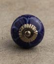 BPCK-034 Blue and Turquoise Flower Ceramic Knob-Antique Silver