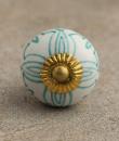 BPCK-035 Turquoise Geometric Design on a Cabinet Knob-Brass