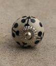 BPCK-037 Black Design on a White Ceramic Knob-Silver