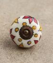BPCK-051 Red and Yellow Flower Cabinet knob-Antique Brass