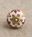 BPCK-051 Red and Yellow Flower Cabinet knob-Brass