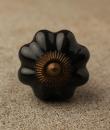 BPCK-094 Black Flower Shaped Cabinet Knob-Antique Brass