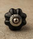 BPCK-094 Black Flower Shaped Cabinet Knob-Silver