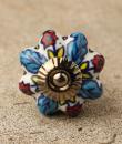 BPCK-095 Turquoise leaf ceramic knob-Antique Silver