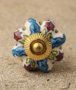 BPCK-095 Turquoise leaf ceramic knob-Brass