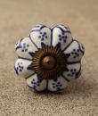 BPCK-097 Blue design with white ceramic knob-Antique Brass