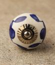 BPCK-101 Blue flower leaf ceramic knob-Antique Silver