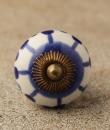 BPCK-103 Blue design with white base ceramic knob-Antique Brass