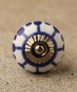 BPCK-103 Blue design with white base ceramic knob-Antique Silver