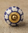 BPCK-103 Blue design with white base ceramic knob-Brass