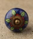 BPCK-115 Red flower ceramic knob-Antique Brass