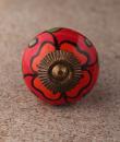 BPCK-116 Orange flower and Green leaf ceramic knob-Antique Brass