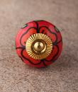 BPCK-116 Orange flower and Green leaf ceramic knob-Brass