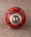 BPCK-116 Orange flower and Green leaf ceramic knob-Silver