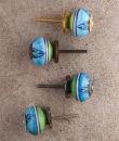 BPCK-117 Green,Blue flower Turquoise ceramic knob