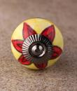 BPCK-118 Red flower Yellow ceramic knob-Antique Silver