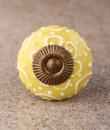 BPCK-124 White design with Yellow ceramic knob-Antique Brass