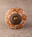 BPCK-127 White Design Brown Cabinet Knob-Antique Brass