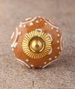 BPCK-127 White Design Brown Cabinet Knob-Brass