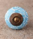 BPCK-130  Light Sky Blue base ceramic knob -Antique Brass