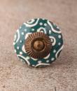 BPCK-131 Dark Cyan base ceramic knob-Antique Brass