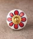 BPCK-133 Red , Green and Turquoise leaf color Ceramic knob-Brass