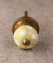 BPCK-138 Lime Yellow with White Dots Polka Cabinet knob-Antique Brass