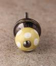BPCK-138 Lime Yellow with White Dots Polka Cabinet knob-Antique Silver