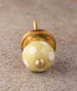 BPCK-138 Lime Yellow with White Dots Polka Cabinet knob-Antique Brass