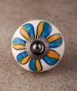 BPCK-156 Turquoise Flowers  Ceramic knob-Antique Silver