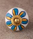 BPCK-156 Turquoise Flowers  Ceramic knob-Brass