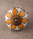 BPCK-157 Yellow Flower and Green leaf Ceramic knob-Antique Brass