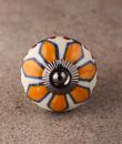 BPCK-157 Yellow Flower and Green leaf Ceramic knob-Antique Silver