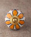 BPCK-157 Yellow Flower and Green leaf Ceramic knob-Brass