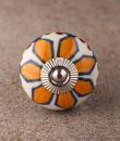 BPCK-157 Yellow Flower and Green leaf Ceramic knob-Silver
