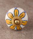 BPCK-161 Yellow Flower with White Base Ceramic knob-Brass
