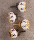 BPCK-161 Flower with White Base Ceramic knob-Outline