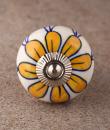 BPCK-161 Yellow Flower with White Base Ceramic knob-Silver