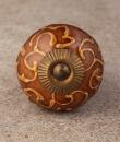 BPCK-244 Brown Ceramic knob-Antique Brass