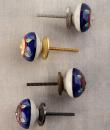 BPCK-252 Red flower Blue base ceramic knob