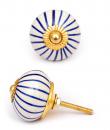 KPS-4639 Blue Striped Ceramic Door Brass Knob